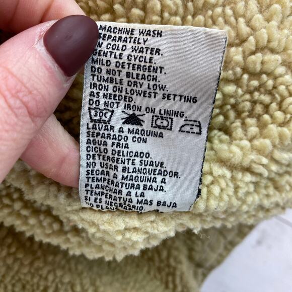 VTG Wrangler Hero Canvas Sherpa Lined Vest Full Zip Pockets Khaki Men's Size XL - Picture 10 of 10